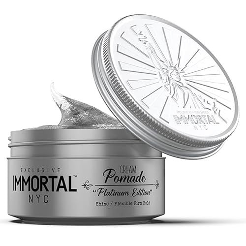 Immortal NYC Hair Styling Cream Pomade Platinum Edition - Mens Water Based, No Residue Hair Balm - All Natural Pomade -Strong Firm Hold - Gel for All