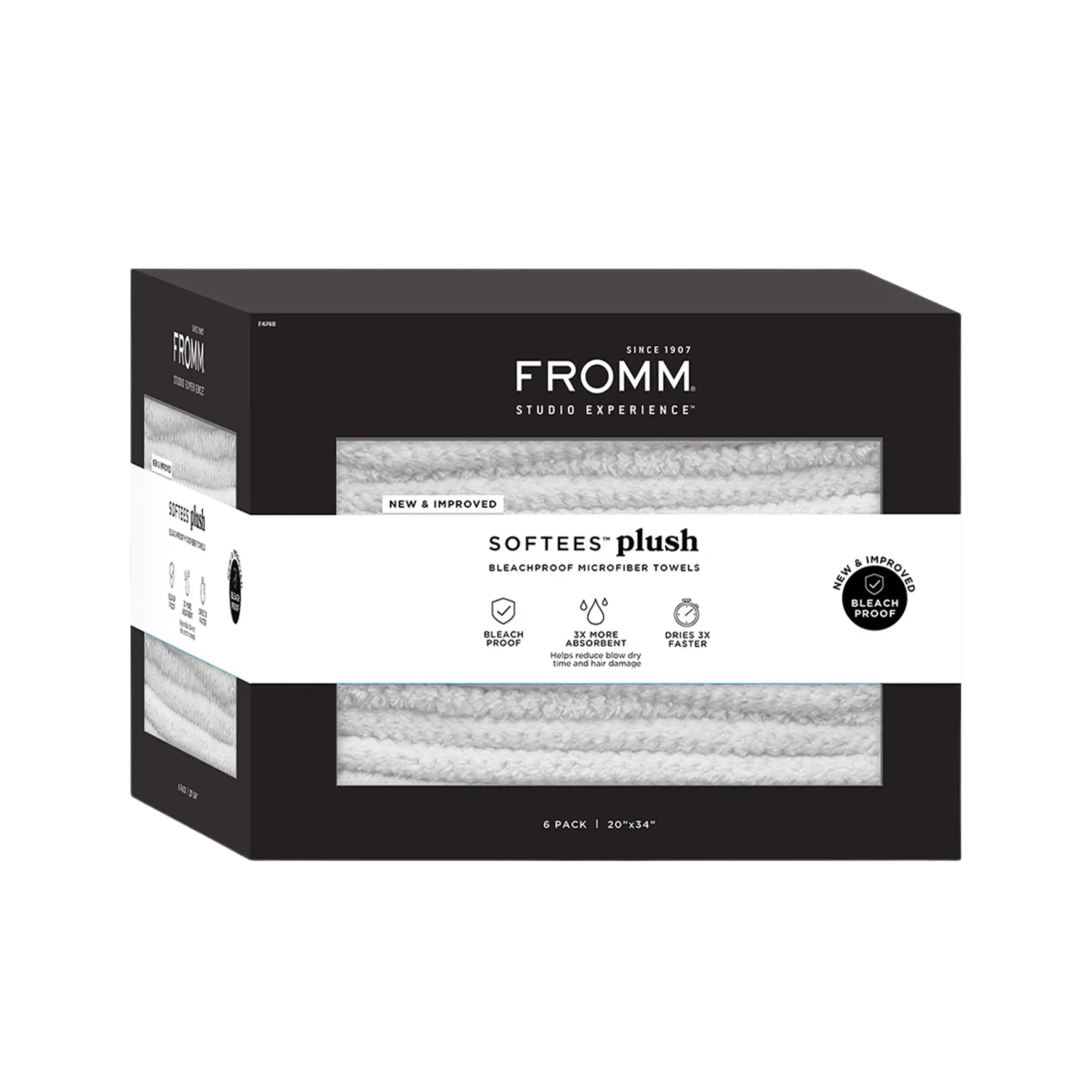 FROMM SOFTEES PLUSH MICROFIBER BLEACHPROOF TOWELS | 6 PACK | 20"X34"