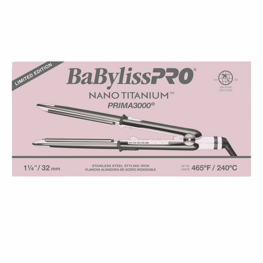 BABYLISSPRO NANO TITANIUM LIMITED EDITION 1.25" PRIMA3000 STAINLESS STEEL STYLING IRON | BNT3000TPK