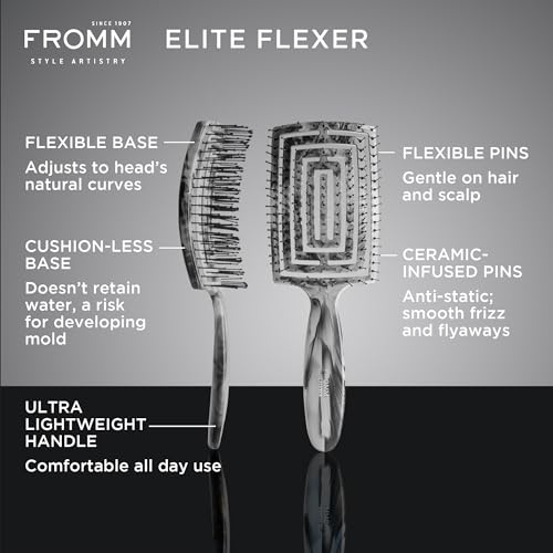 Fromm Professional Elite Flexer Ceramic X Ionic Wet & Dry Detangling Vent Brush | Gentle Hair Detangler & Massage Brush Smooths Frizz & Flyaways  Glid