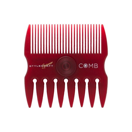 StyleCraft Professional 2 in 1 Spinner Fine/Coarse Tooth Texturizing and Grooming Hair Comb - Red