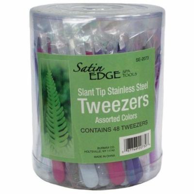 Satin Edge Slant Tip Tweezers - 48 Ct | SE-2073