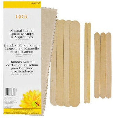 Gigi Natural Muslin Strips &amp; Applicators