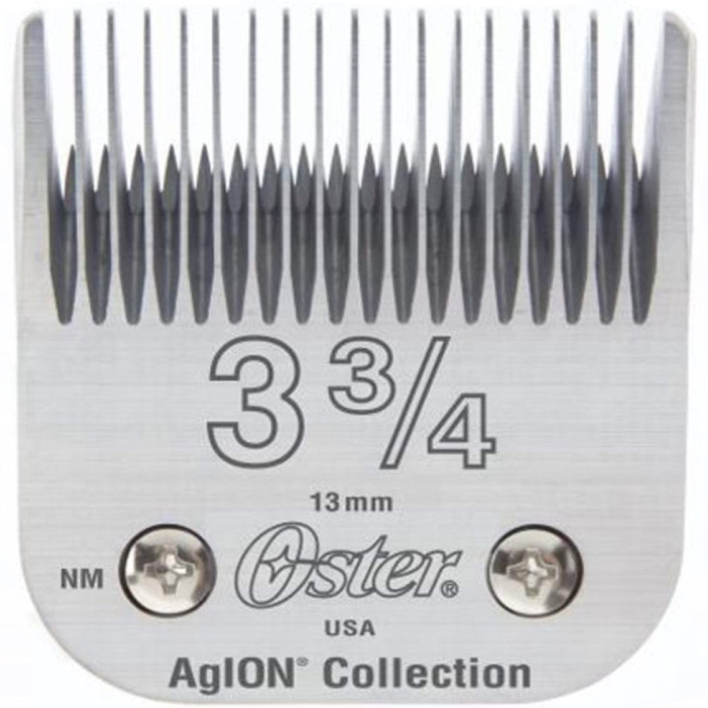 Oster clipper blade with size 3 3/4 and 'AgION Collection' branding.