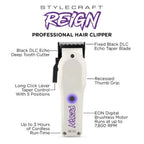 StyleCraft Reign Cordless Clipper, Trimmer & Blower Combo Set | SC422W + SC620W + SC333B