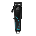 Wahl 5-Star Senior 2.0 cordless clipper in black with illuminated blue accent and adjustable fade blade